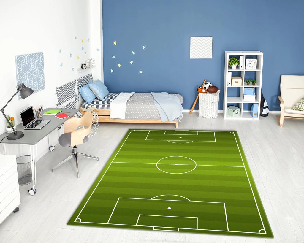 Soccer Sports Rug Sports Grass Soccer Field Carpet for Living Room Home Decor Large Area Rugs Children's Play Non-Slip Floor Mat