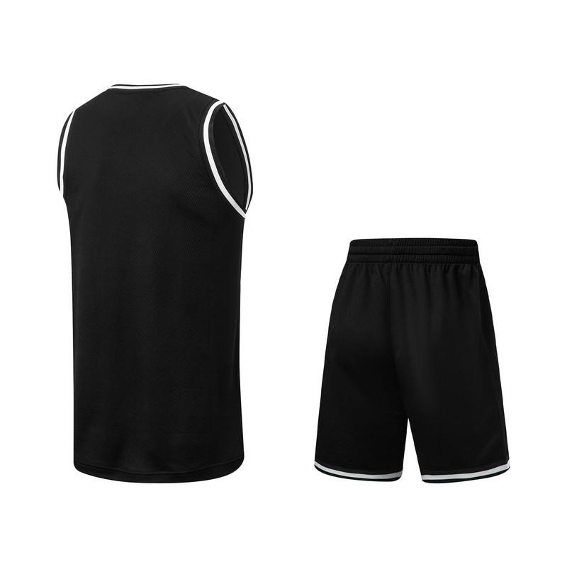 Li Ning Basketball Series Soft Skin Training Jersey Men tops Black Black-and-White AATW005-2