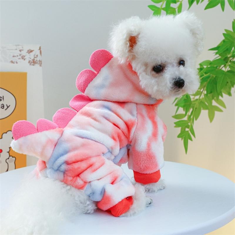 Dog Furry Jumpsuit for Dogs Boy Girl Medium Dogs for Indoor and Outdoor Use Cartoon Dinosaur Clothes Outfit for Pet Dogs