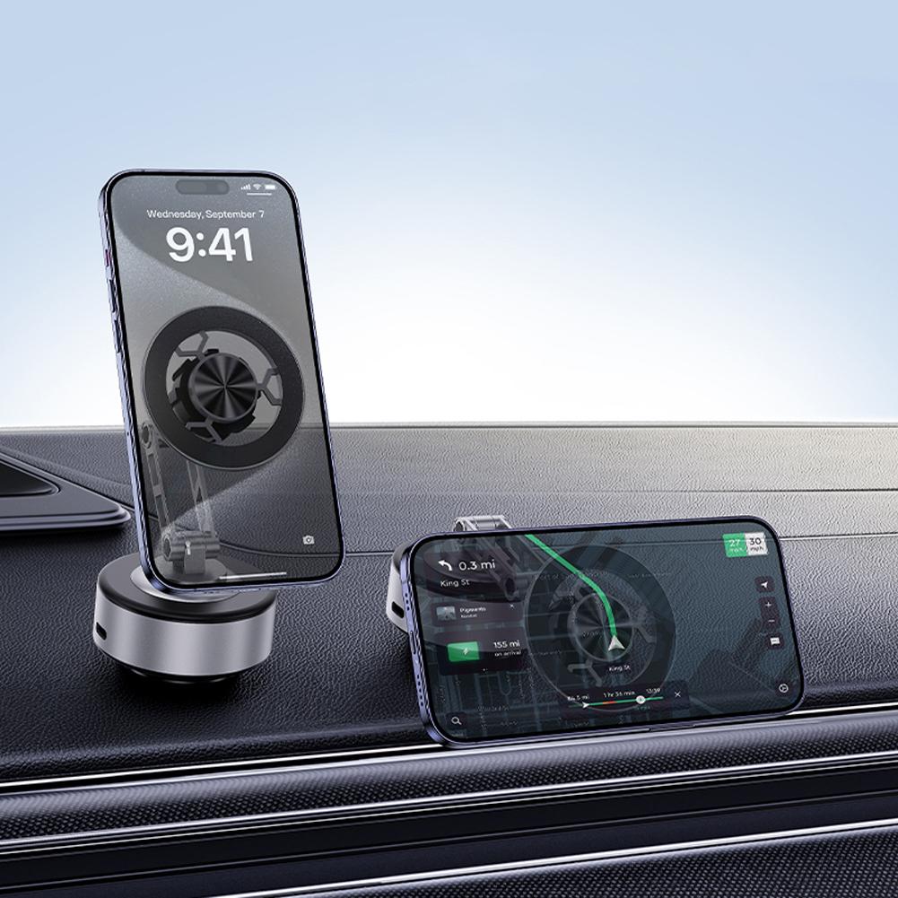 Magnetic Vacuum Adsorption Car Phone Mount 360° Rotatable Vacuum Suction Cup Car Phone Stand for Desktop Live Streaming