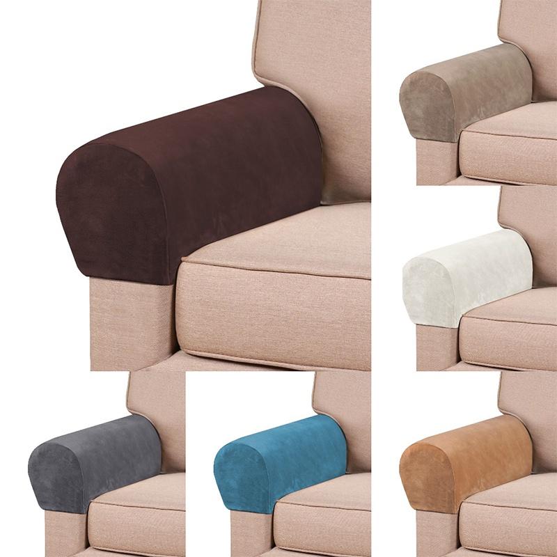 Velvet Armrest 2pcs Covers Stretch Set Chair Sofa Arm Protectors Couch Removable