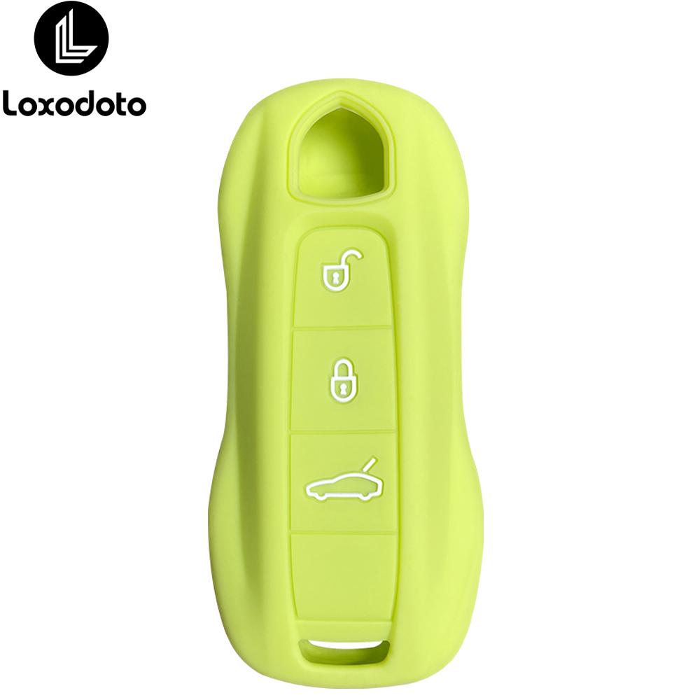 

For Porsche Macan Boxster Cayman Panamera 718 911 986 987 981 971 Taycan Cayenne Silicone Car Key Case Keyless Cover Key Shell колір зеленого яблука