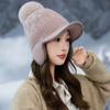 New Fleece Thickened Knitted Cap Women's Autumn and Winter Ear Bag Warm Wool Baseball Cap