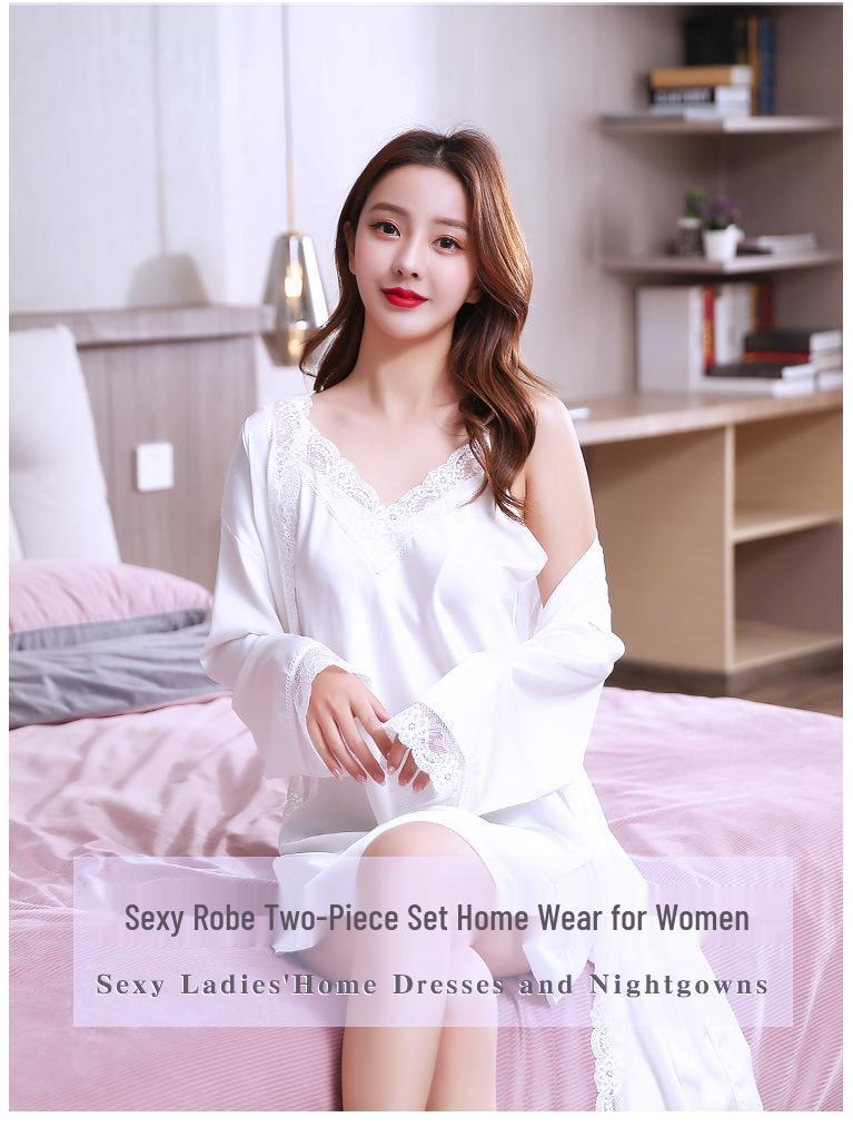 Ice Silk Sexy Camisole and Robe Set for Women