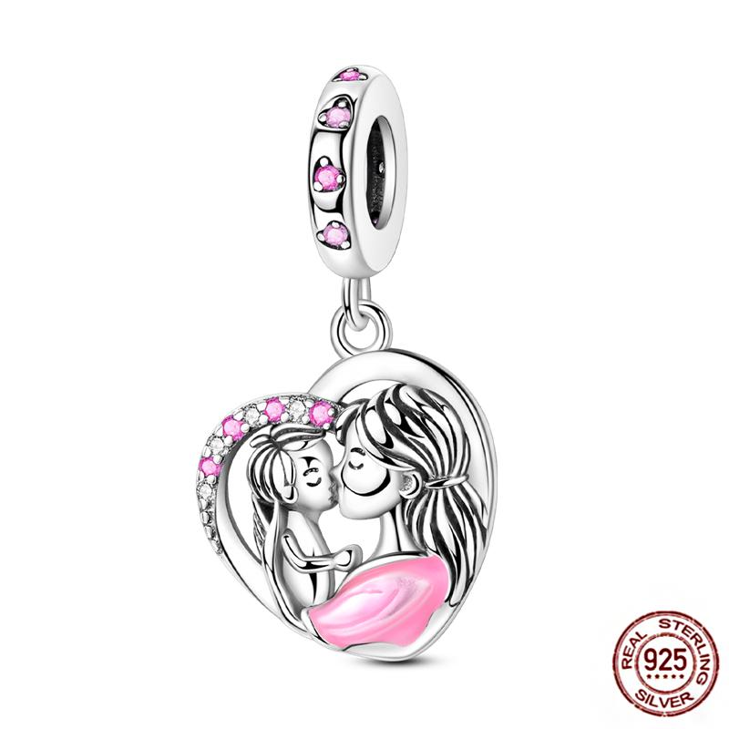 Colorful Heart Murano Glass Flower Travel Pink Charm Bead Components Copper Metal Compatible With Authentic Original Bracelet High Quality Fine