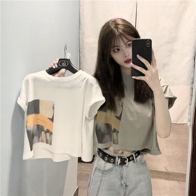 Short-sleeved T-shirt Women's Top Short Korean Style Loose Summer New Style Scheming Navel