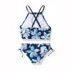 Summer Girls Swimsuit Hanging Neck Suspender Floral Split Girls Small Medium Large Children High Waist Swimsuit