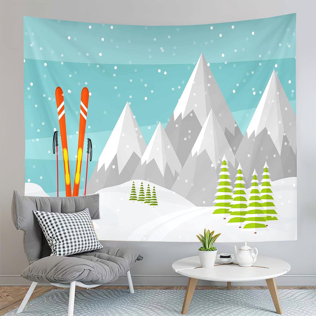 Snow Mountain Scenery Tapestry Extreme Sport Tapestry Skiing Travel Tapestry Home Living Room Dorm Bedroom Decoration Tapestries