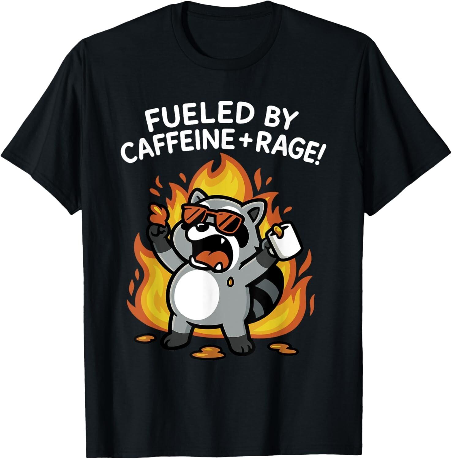 Fueled By Caffeine Rage T-Shirt Mens Womens Tees Top 4XL