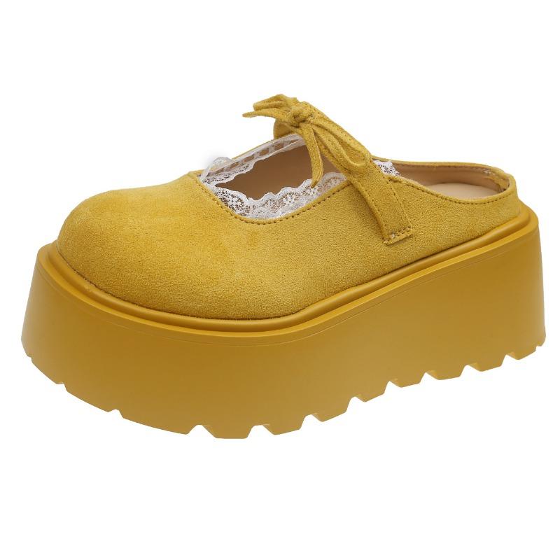 Dámské pantofle Letní Retro Sladké boty Módní poloviční pantofle se silnou podrážkou