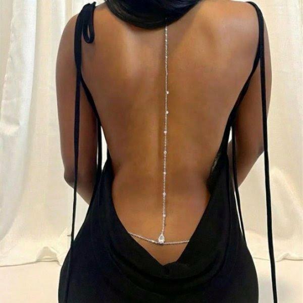 Simple Multilayer Rhinestone Back Chain Necklaces for Women Sexy Metal Shiny Crystal Bikini Waist Chain Body Chain Jewelry Gifts