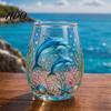 Unique Painted Tea Cup Sea Turtle Glass Tumbler Ocean Theme Drinking Mug Borosilicate Stemless Coffee Mug for Juice Beach Gift Nature Lovers Juice