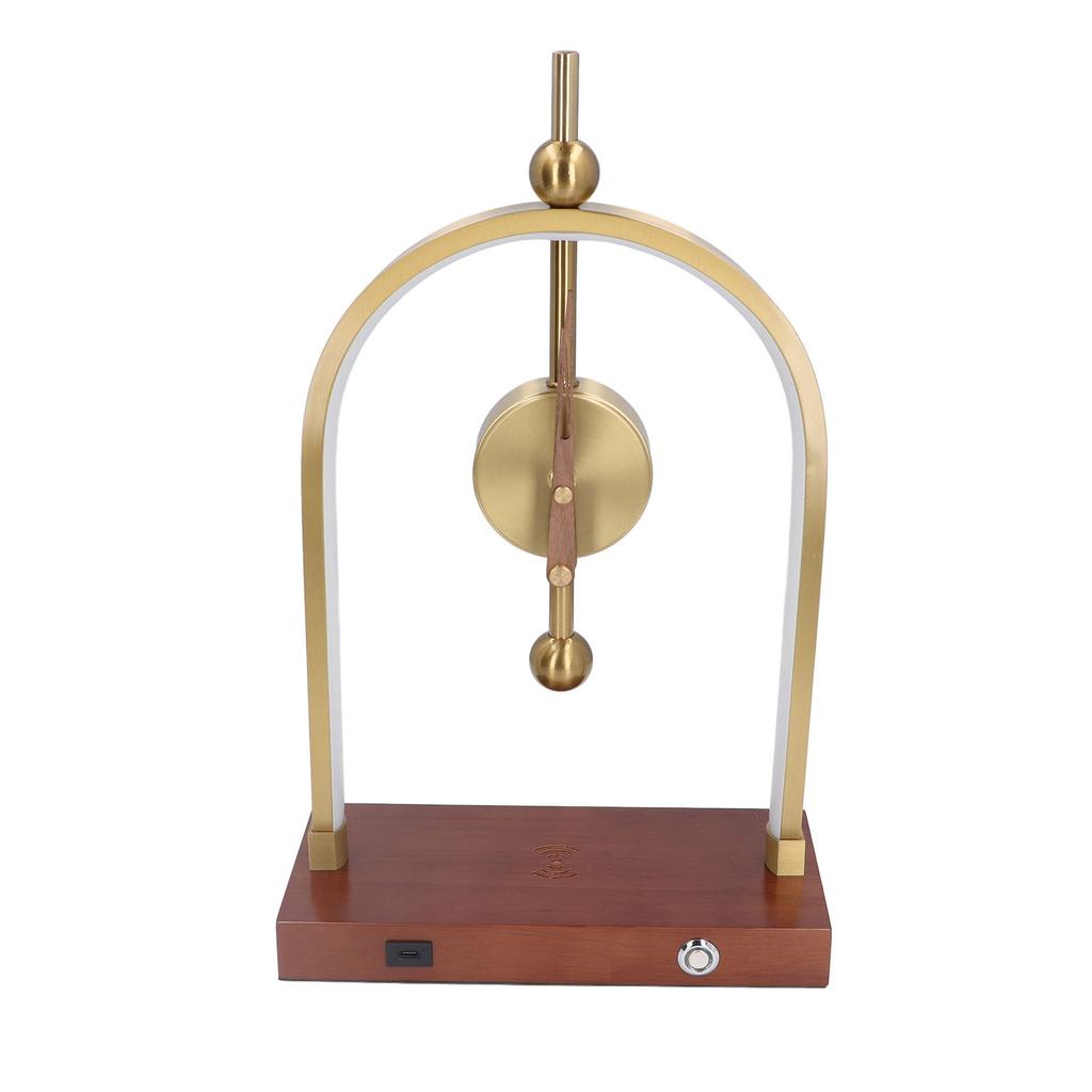 LED Desk Lamp Silent Clock with Wireless Charger Modern Adjustable Lighting for Bedroom Study US