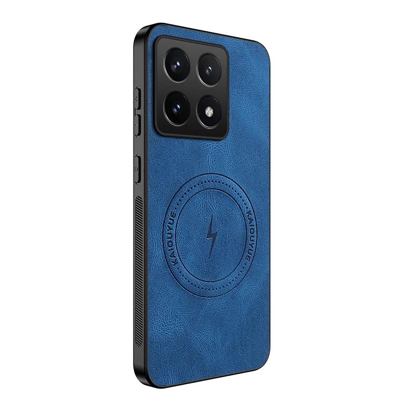 For Xiaomi 14T Pro Case for Magsafe Luxury Sheep Skin Magnetic Matte Leather Cover for Mi14 T 14Tpro Shockproof Anti-drop Bumper