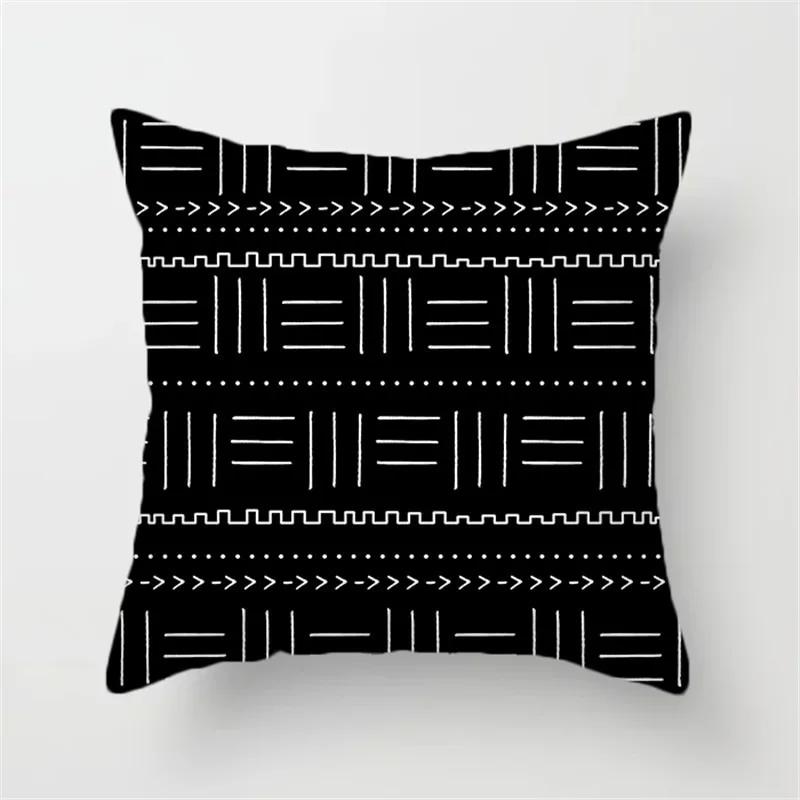 Office Sofa Car Cushion Cover Cartoon Black and White Simple Line Printing Luxury Home Decoration Pillow Cover