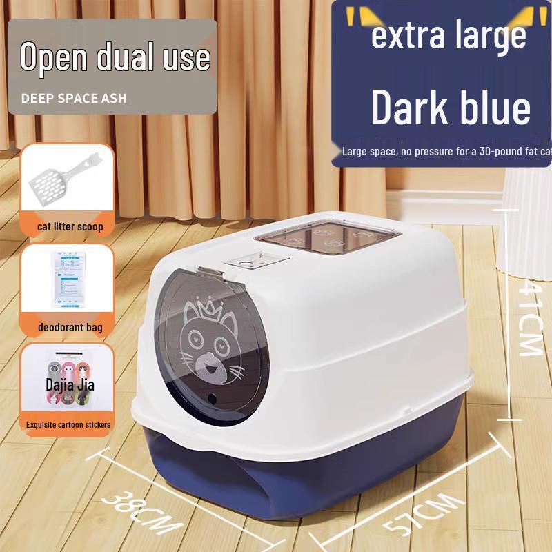 Extra große geschlossene Katzentoilette, Anti-Spritz-Design für Kätzchen & Erwachsene
