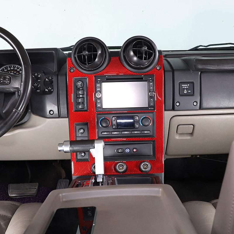 Red Soft Carbon Fiber Door Handle Steering Wheel Gear Shift Trim Cover Stickers Fit For Hummer H2 2003-2007 Interior Accessories