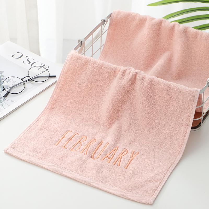 Embriodered Letters Face Towel Pure Cotton Soft Rectangle Towels Good Absorption Simple Creative Kids Adults for Home Bathroom