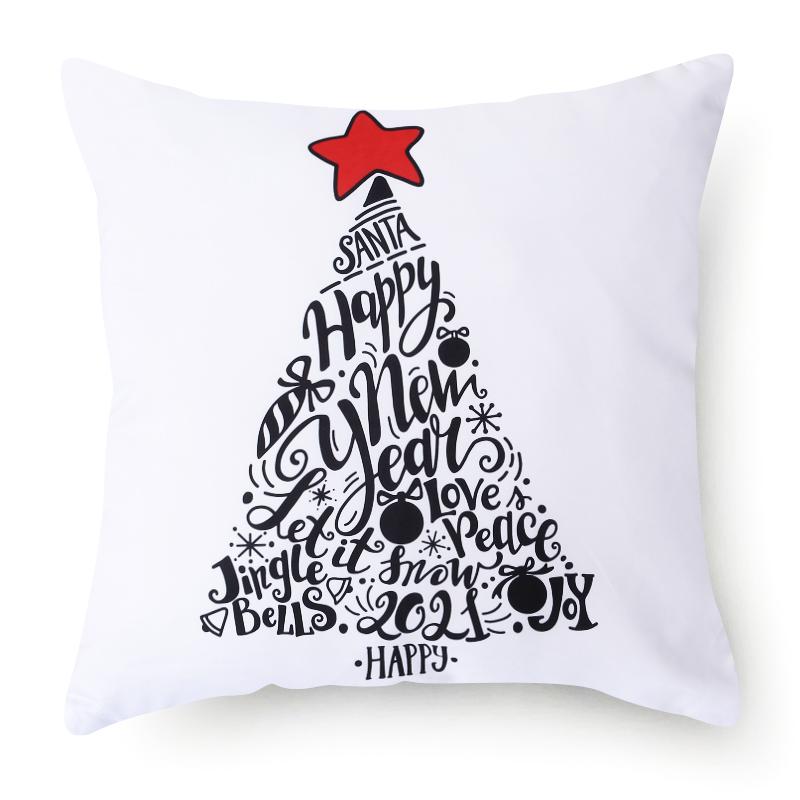 45x45cm Weihnachten Frohe Weihnachten Dekorativer Druck Muster Kissenbezug Zuhause Wohnzimmer Sofa Dekokissenbezug