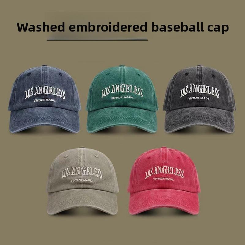 Vintage Wash American Style Baseball Cap With Embroidered Letters For Casual Sun Protection