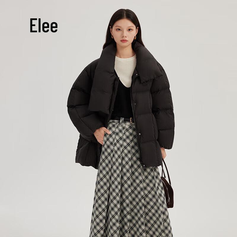 Women's Mid-Length Down Jacket with Scarf Collar and Toggle Buttons