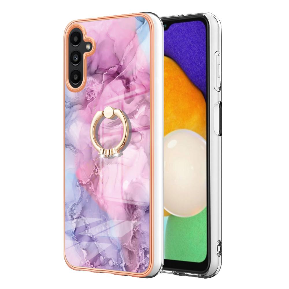 

YB IMD Series-17 Style-E For Samsung Galaxy A55 5G Case 2.0mm TPU Marble Phone Cover with Ring Holder Rose