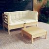 Vidaxl 3-Cz. Set da Giardino, Cuscini Crema, Pino