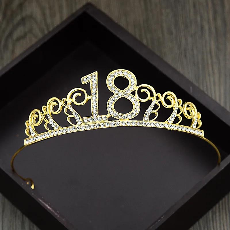 1 Pcs 18th Birthday Princess Crown Headband Crystal Wedding Crown Hairband Women Headwear Hair Decor