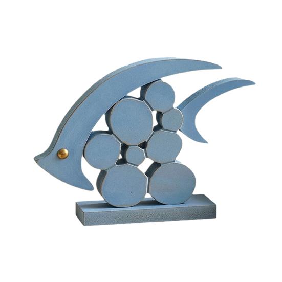 Decorative Wooden Fish Ornaments Hollow Design Coastal Style Fish Desktop Decoration Rustic Beach Style