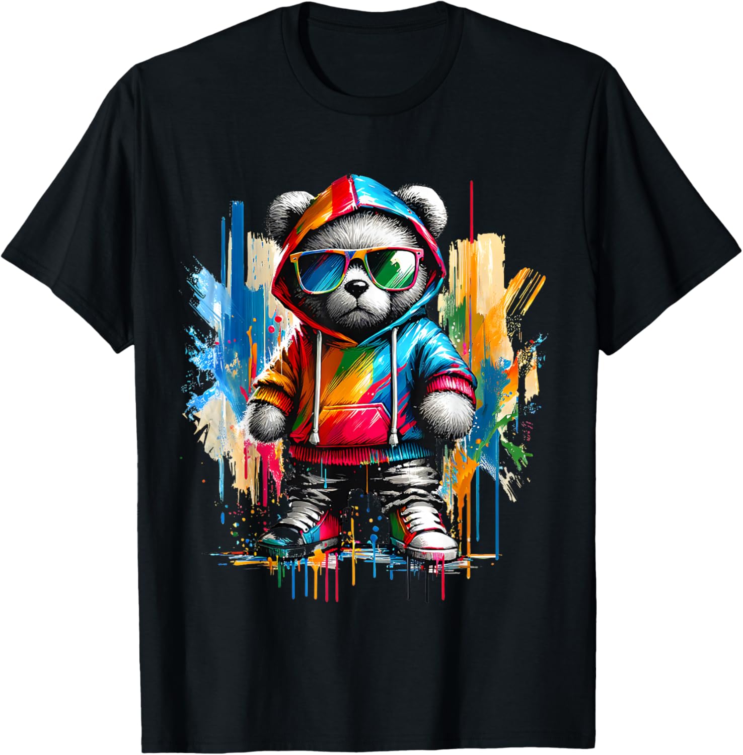 Graphic Teddy Bear Cool Bears Hip Hop Streetwear Colorful T-Shirt S разноцветный