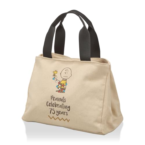 

Snoopy Side Button Mini Tote Bag 75th Anniversary Art Natural Charlie Brown 6040 PN156