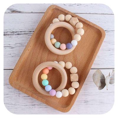 Bracelets Silicone Beads Natural Wooden Sensory Baby Teething Teether Toys