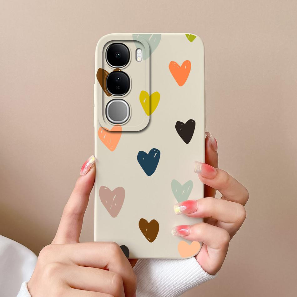 For Vivo V40 Lite V40SE Y200 Y300 Case Simple Heart Liquid Silicone Camera Protection Back Cover For Vivo V 40 Lite V40 SE Funda