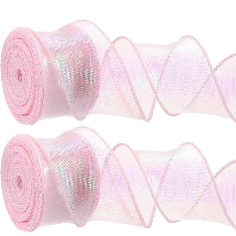 4cm X 10Yards/Roll Wrapping Ribbon Bouquet Packaging Sewing Accessories Party Colorful Gradient Hair Accessory Making Multi-Color