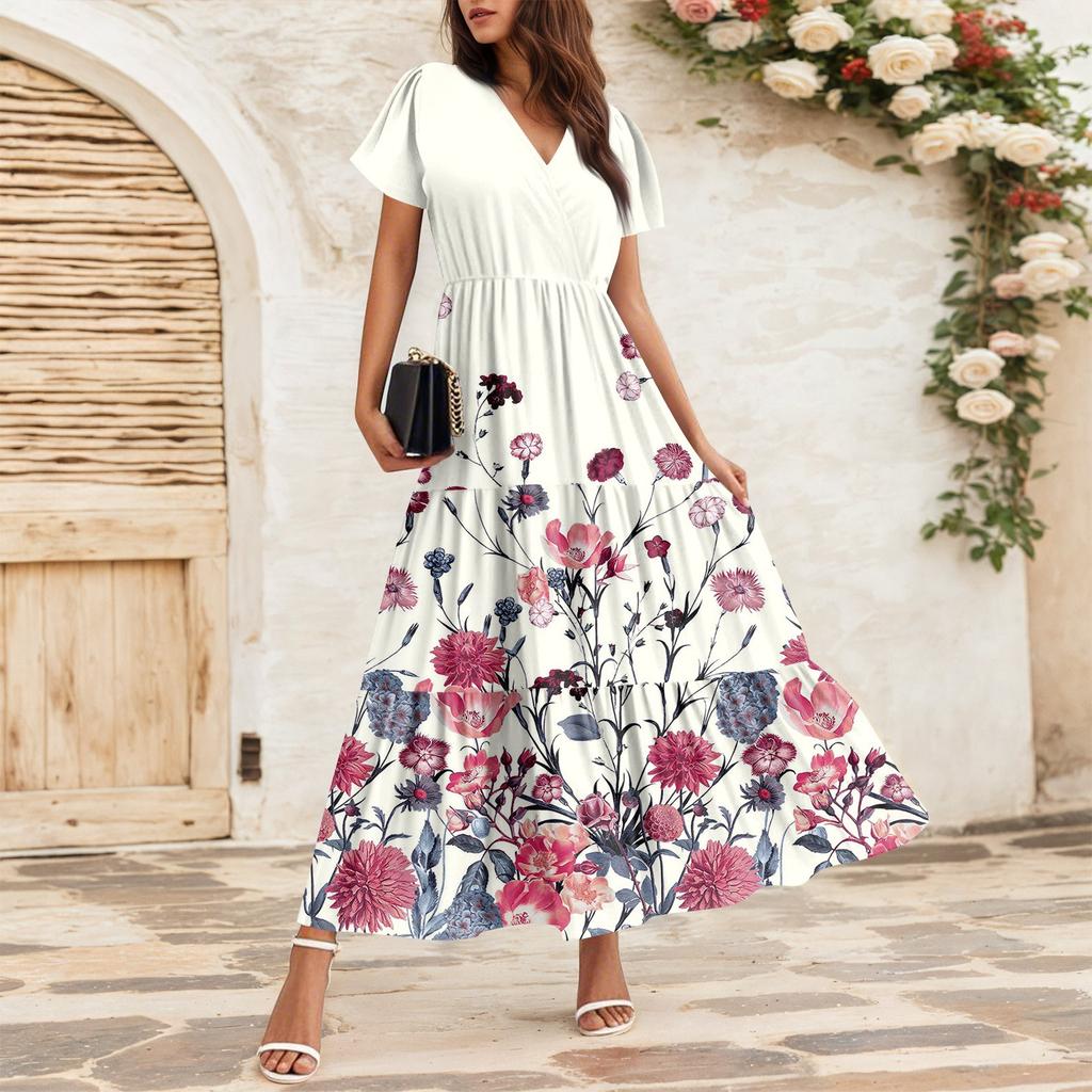 Women's Flowy Dresses Women's Summer Dresses Casual Short Sleeve Maxi Dresses Formal Maxi Dresses
