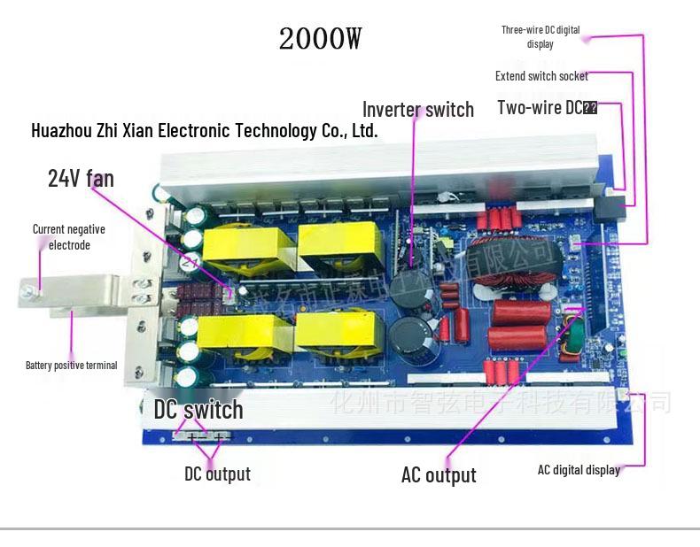 Portable Pure Sine Wave Inverter with Lithium Battery, 12V/24V/48V to 220V