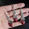 Gothic Vampire Bat Bloody Heart Pendant Necklace Fashionable Pagan Witch Jewelry Anatomy Heart Halloween Accessories Gift