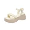Summer New Thick Heel Platform Sandals Women's Versatile Simple Cross with One-button Open-toe Sandals