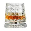 Whiskey Glasses Rotating Whisky Glass with Glass Base 360 Rotate Degrees Crystal Rum Glass for Cocktail Party Drinking
