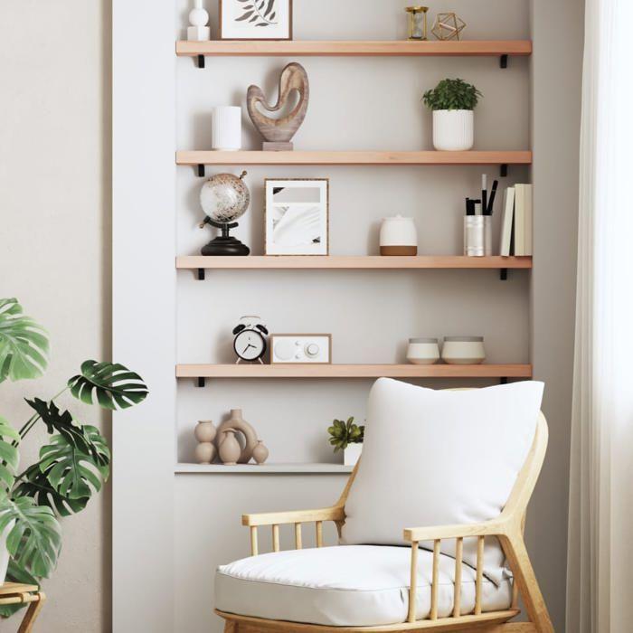 VidaXL Wall Shelf 80x10x4 Cm Solid Untreated Oak Wood 363537