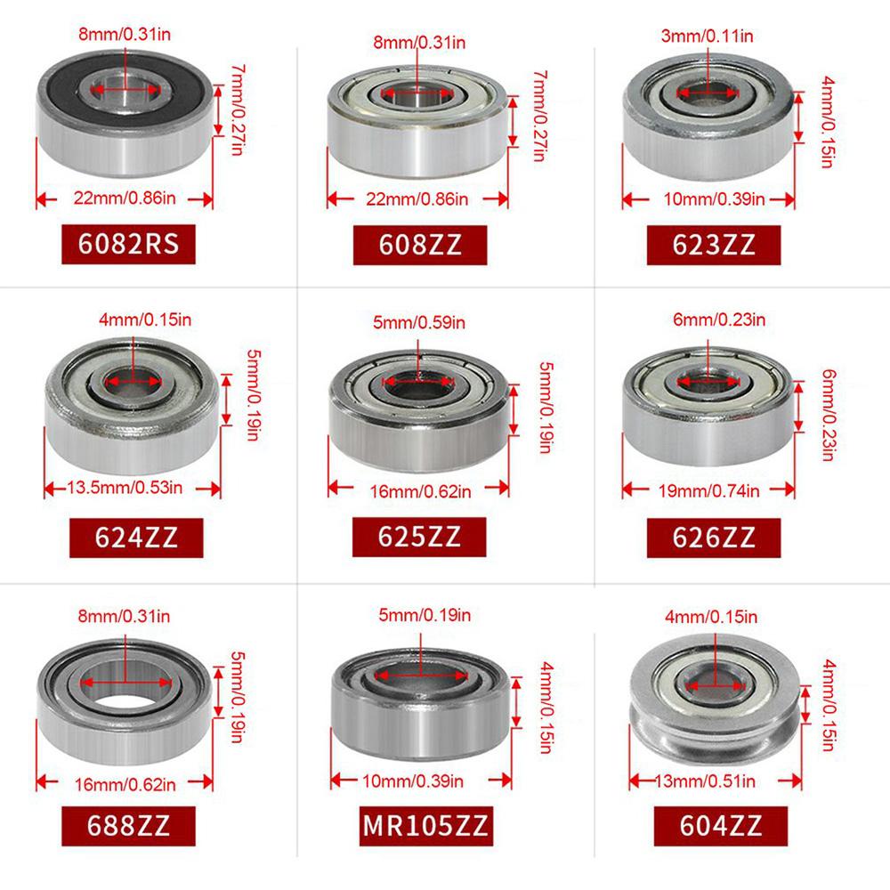 10 STÜCKE 623ZZ 624ZZ 625ZZ 626ZZ 608ZZ 688ZZ Mini-Lager Rillenkugellager Für 3D-Drucker Dropshipping Großhandel