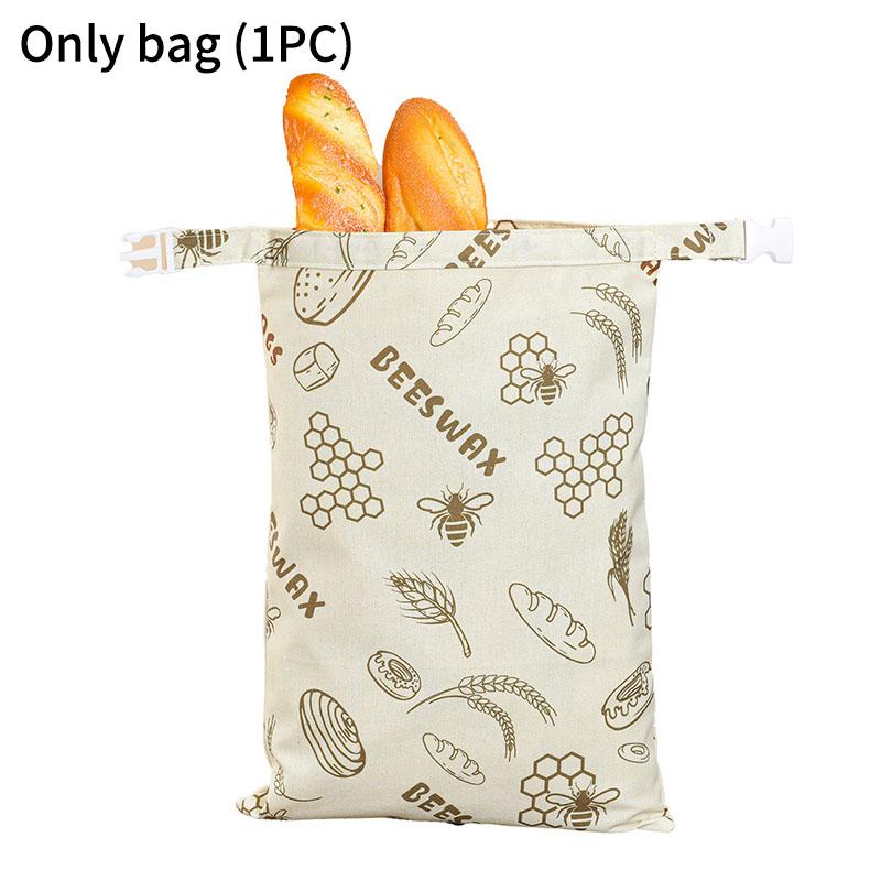 L Zipper Linen Cotton Beeswax Bread Bag Double-Layer with Buckle Reusable Food Storage for Bakery Eco-Friendly Sandwich Wrap