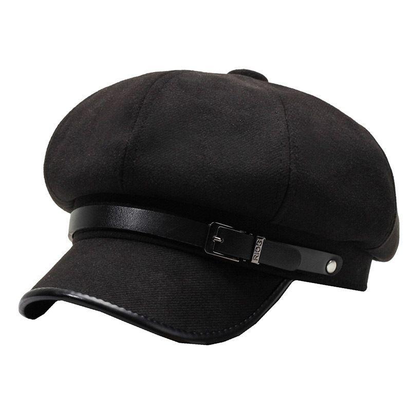 Autumn and Winter Hats Women's Fashion Versatile Octagonal Hats Big Head Circumference Showing Face Ducktongue Beret Newsboy Hat