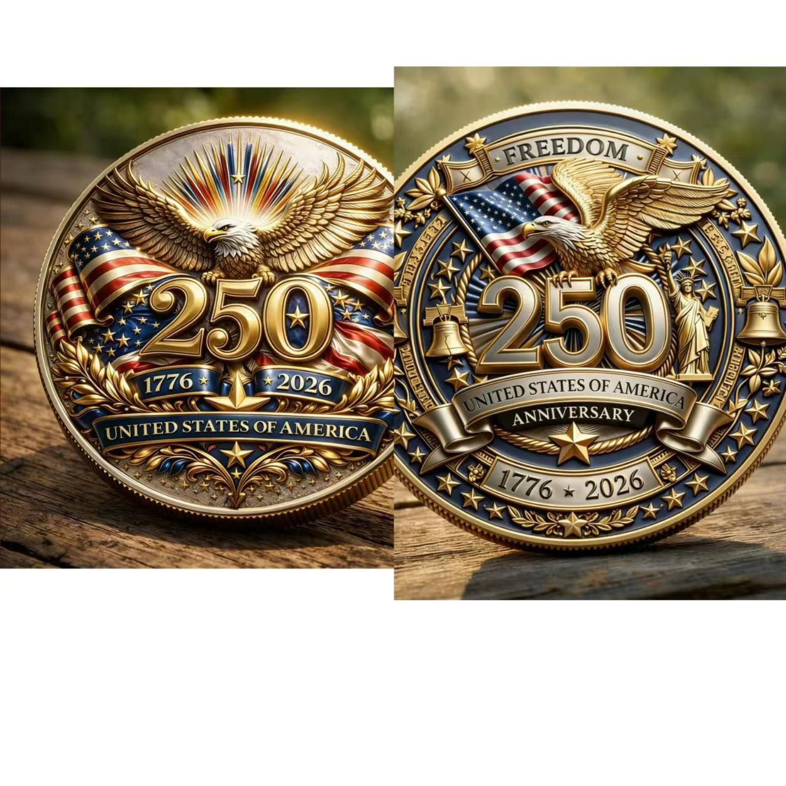 250th Anniversary 3D Relief Commemorative Medal Commemorative Coin One Size