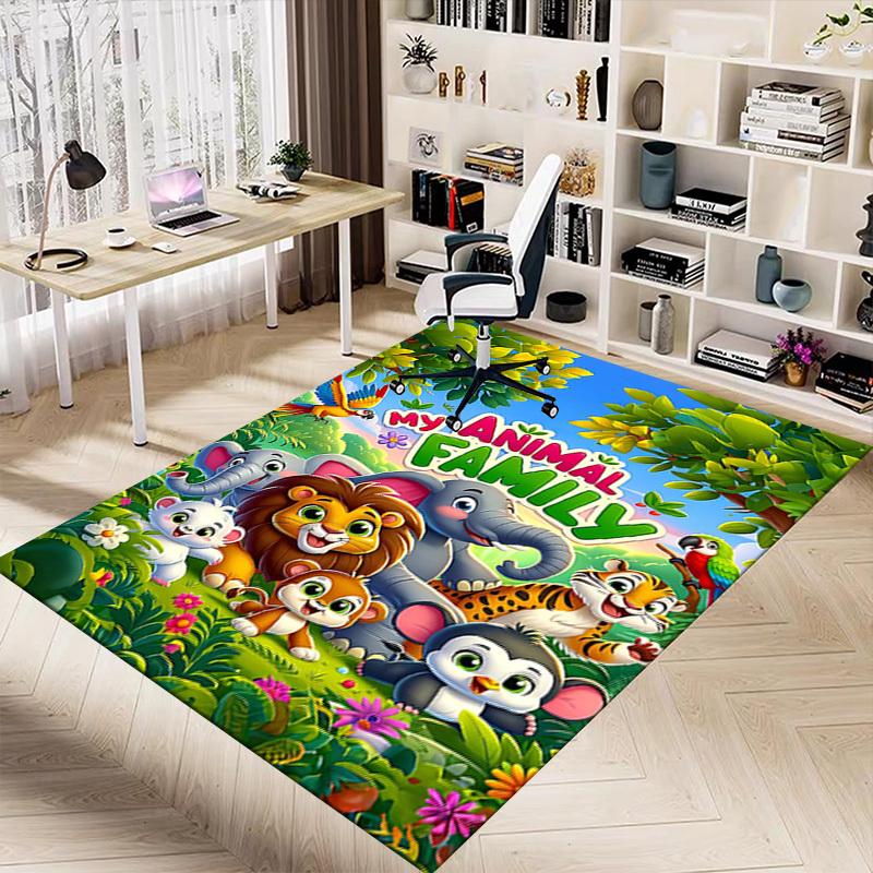 1PC Animal Family Non-Slip Floor Carpet Compatible for Office&Living Room&Bedroom&Dining Room - Soft & Pattern, Vibrant Colors-H0323