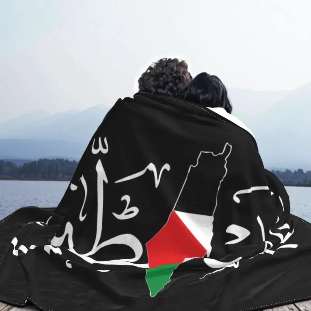 Palestinskoarabský povlak na deku Flanel Palestine Solidarity Flag Mapa Teplé přikrývky do letadla Cestovní přikrývka do ložnice
