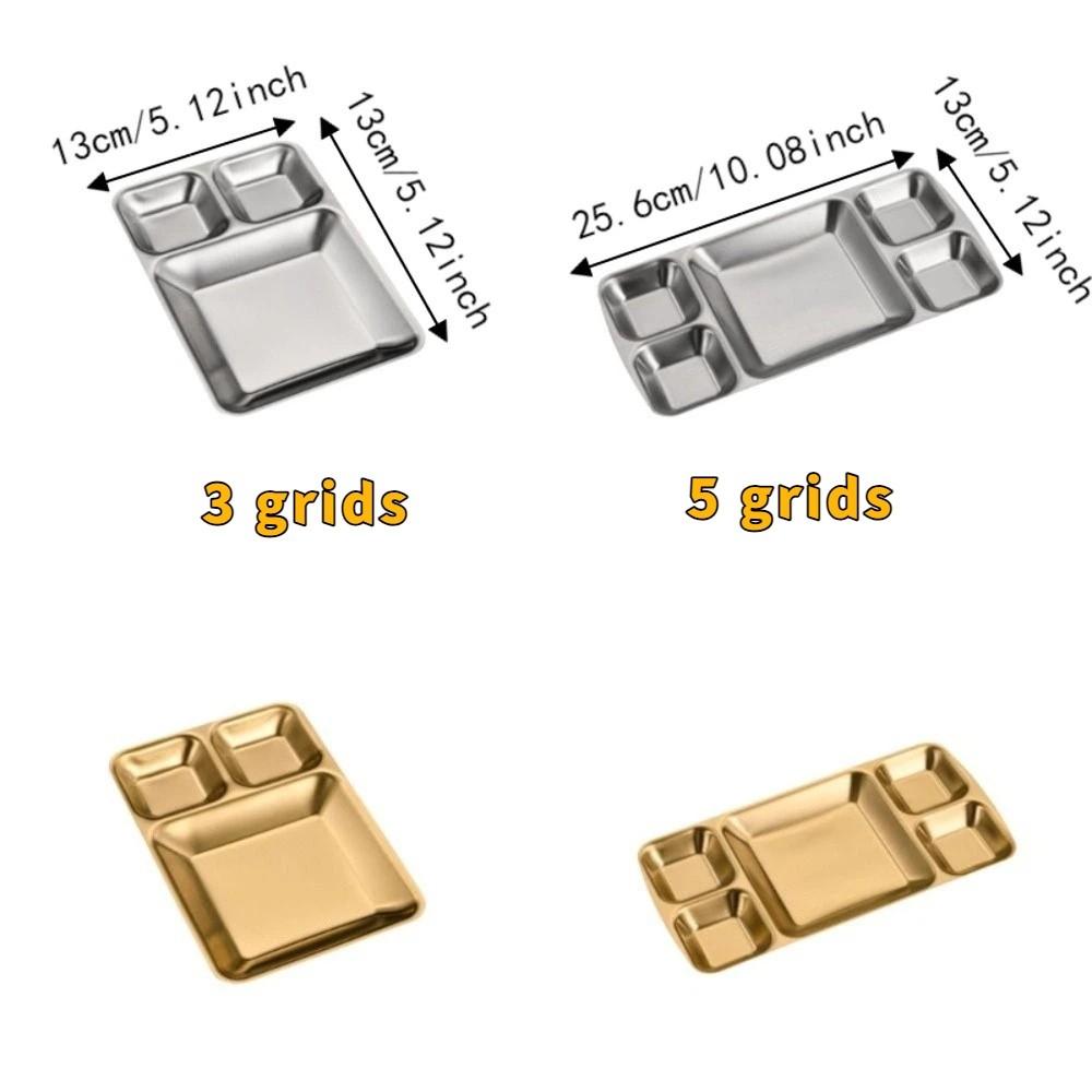 Stainless Steel Divided Dinner Tray Thickened Divided Dip Bowls Sauce Plate Snack Tray Tableware