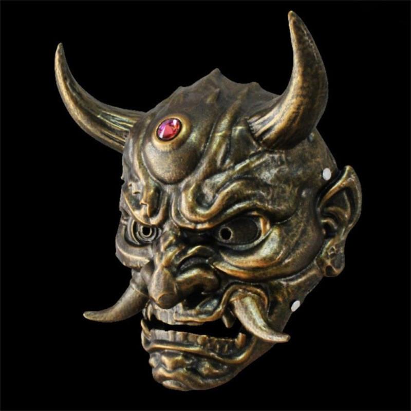 Christmas And Halloween Silver Copper Hannya Mask Resin Party Prop For Cosplay And Celebrations