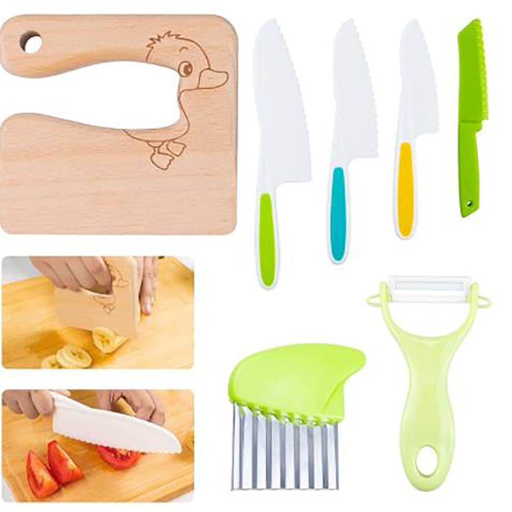 12/13/17 Pcs Kid Safe Kitchen Knives Fruit Vegetable Crinkle Cutters Kids Knife Set Montessori Kitchen Tools for Real Cooking