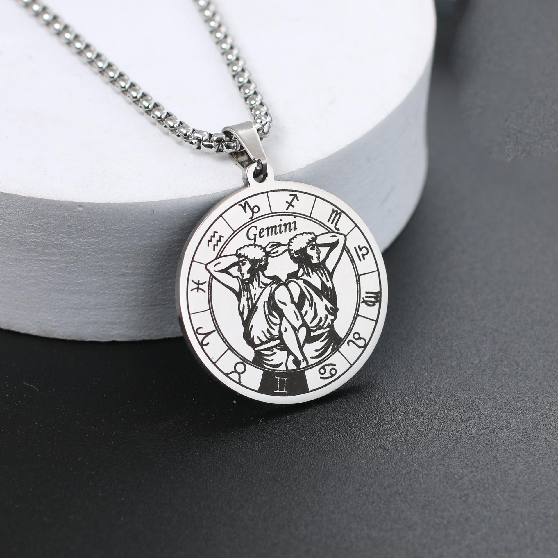

Ожерелье со знаком зодиака для мужчин и женщин лучшему другу, собачьи жетоны, подарок на день рождения, ожерелье с 12 созвездиями, кулон, ювелирное изделие для пары, подарок Gemini серебряный